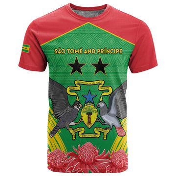 Personalized Afro Sao Tome and Principe T shirt Coat Of Arms - African Pattern LT15