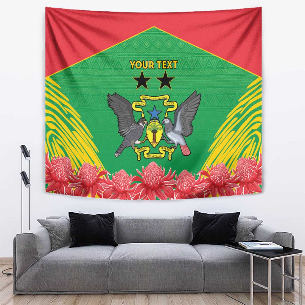 Personalized Afro Sao Tome and Principe Tapestry Coat Of Arms - African Pattern LT15
