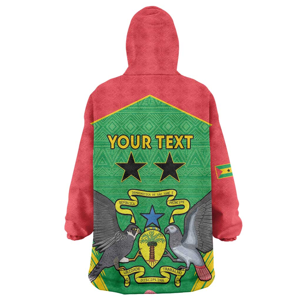 Personalized Afro Sao Tome and Principe Wearable Blanket Hoodie Coat Of Arms - African Pattern LT15