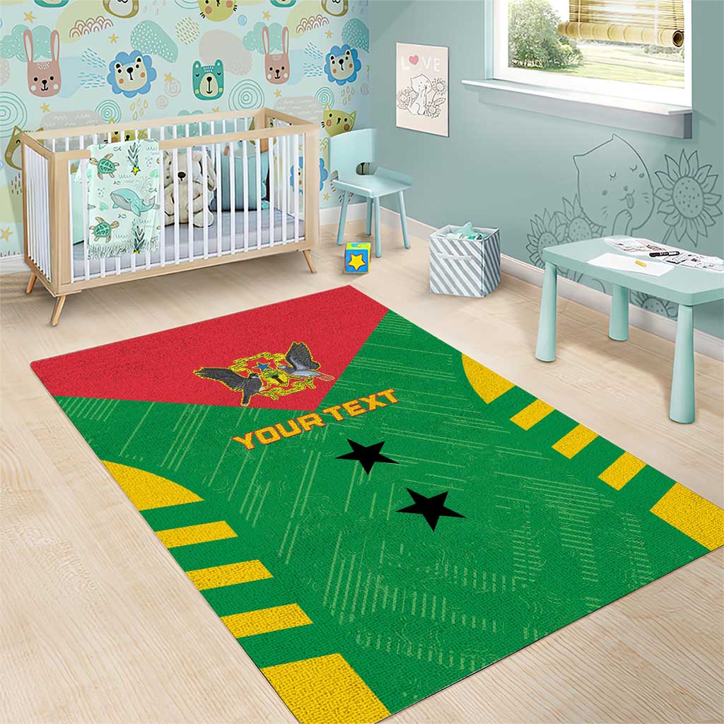 Sao Tome and Principe Football Custom Area Rug Sporty Style - Green Color LT15