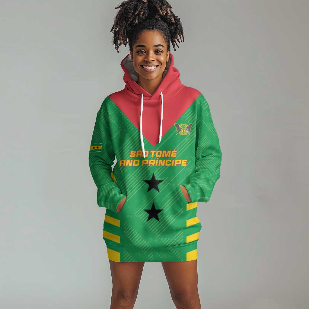 Sao Tome and Principe Football Custom Hoodie Dress Sporty Style - Green Color LT15