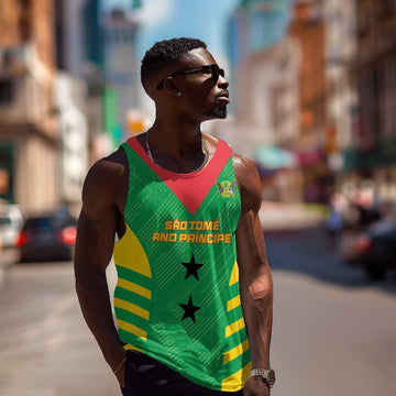 Sao Tome and Principe Football Custom Men Tank Top Sporty Style - Green Color LT15