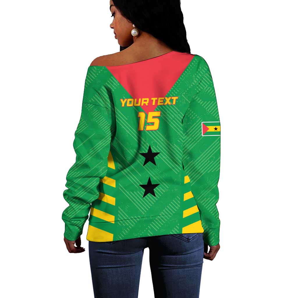 Sao Tome and Principe Football Custom Off Shoulder Sweater Sporty Style - Green Color LT15
