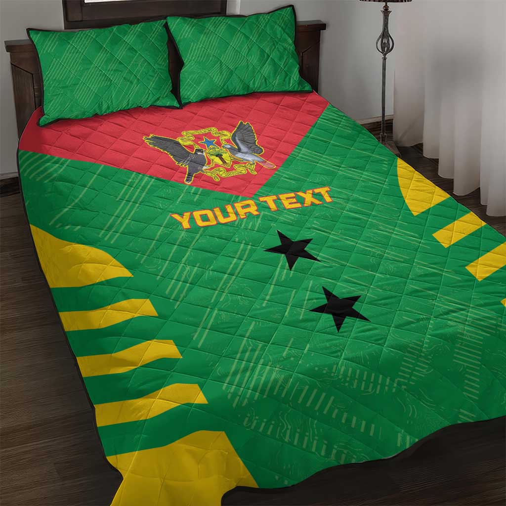 Sao Tome and Principe Football Custom Quilt Bed Set Sporty Style - Green Color LT15