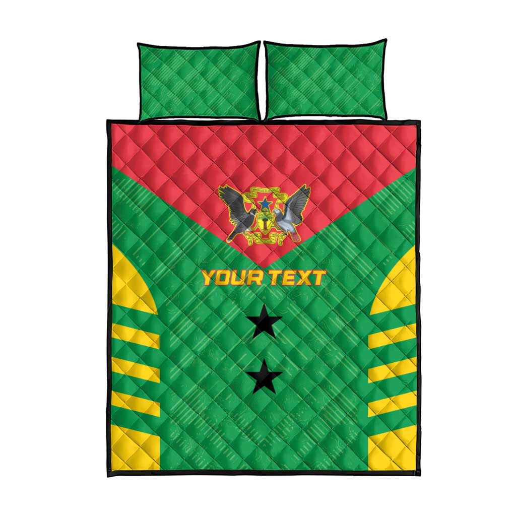 Sao Tome and Principe Football Custom Quilt Bed Set Sporty Style - Green Color LT15