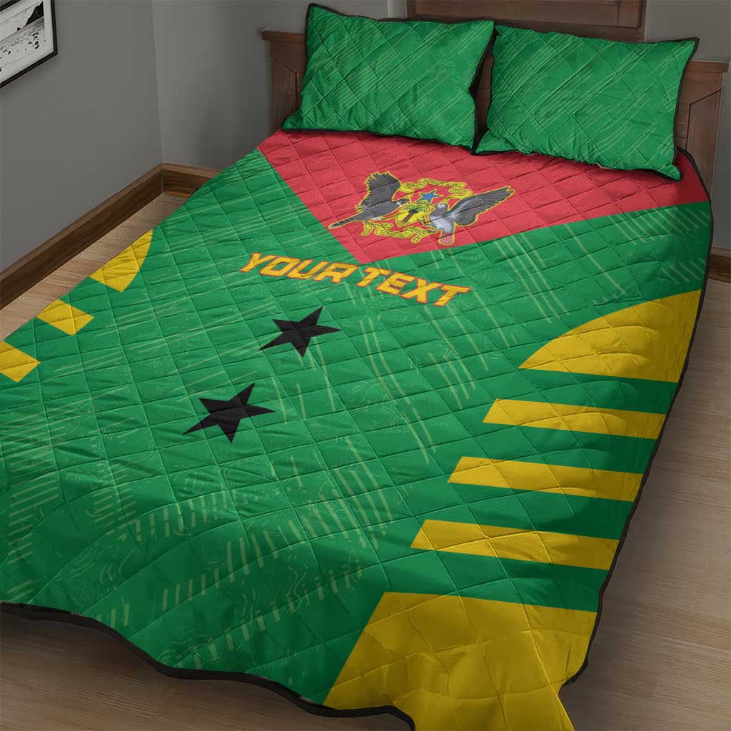Sao Tome and Principe Football Custom Quilt Bed Set Sporty Style - Green Color LT15