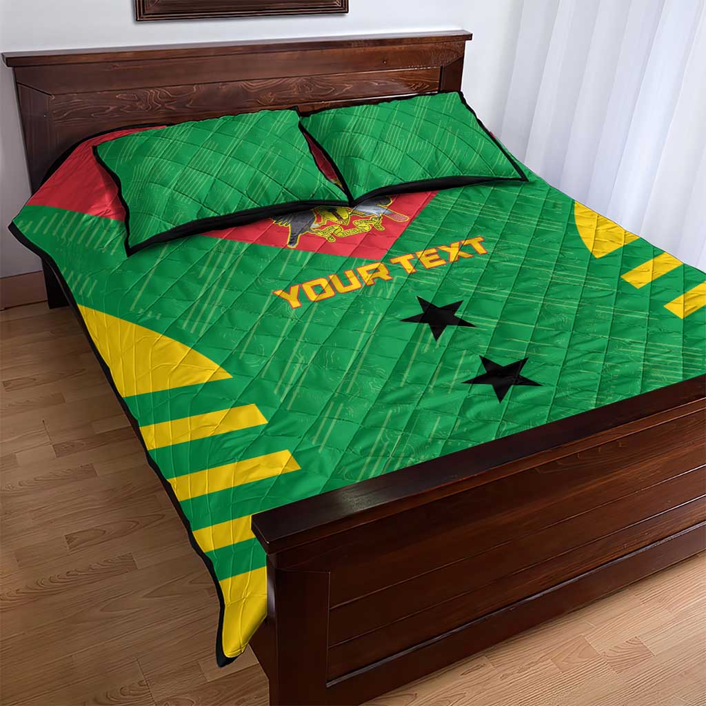 Sao Tome and Principe Football Custom Quilt Bed Set Sporty Style - Green Color LT15