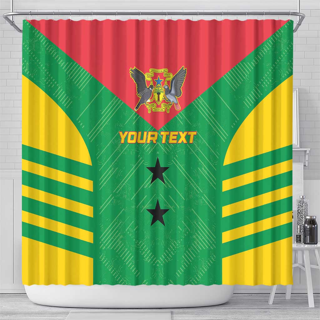 Custom Sao Tome and Principe Football Shower Curtain Go Champions - Green Ver LT15