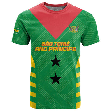 Sao Tome and Principe Football Custom T shirt Sporty Style - Green Color LT15