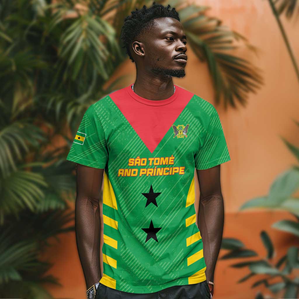 Sao Tome and Principe Football Custom T shirt Sporty Style - Green Color LT15