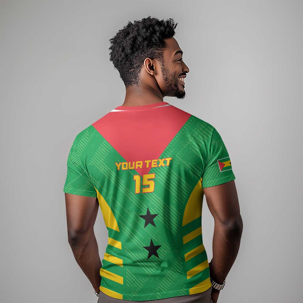 Sao Tome and Principe Football Custom T shirt Sporty Style - Green Color LT15
