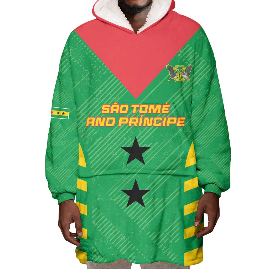 Sao Tome and Principe Football Custom Wearable Blanket Hoodie Sporty Style - Green Color LT15