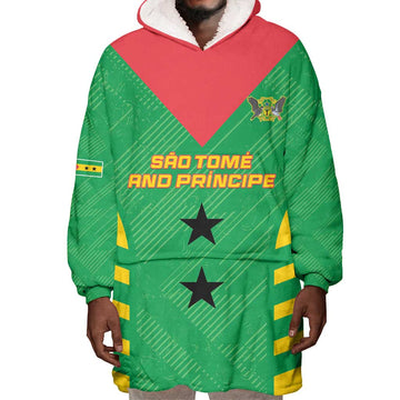 Sao Tome and Principe Football Custom Wearable Blanket Hoodie Sporty Style - Green Color LT15