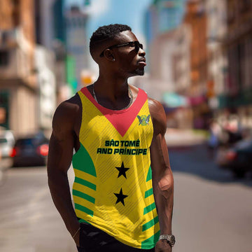 Sao Tome and Principe Football Custom Men Tank Top Sporty Style - Yellow Color LT15