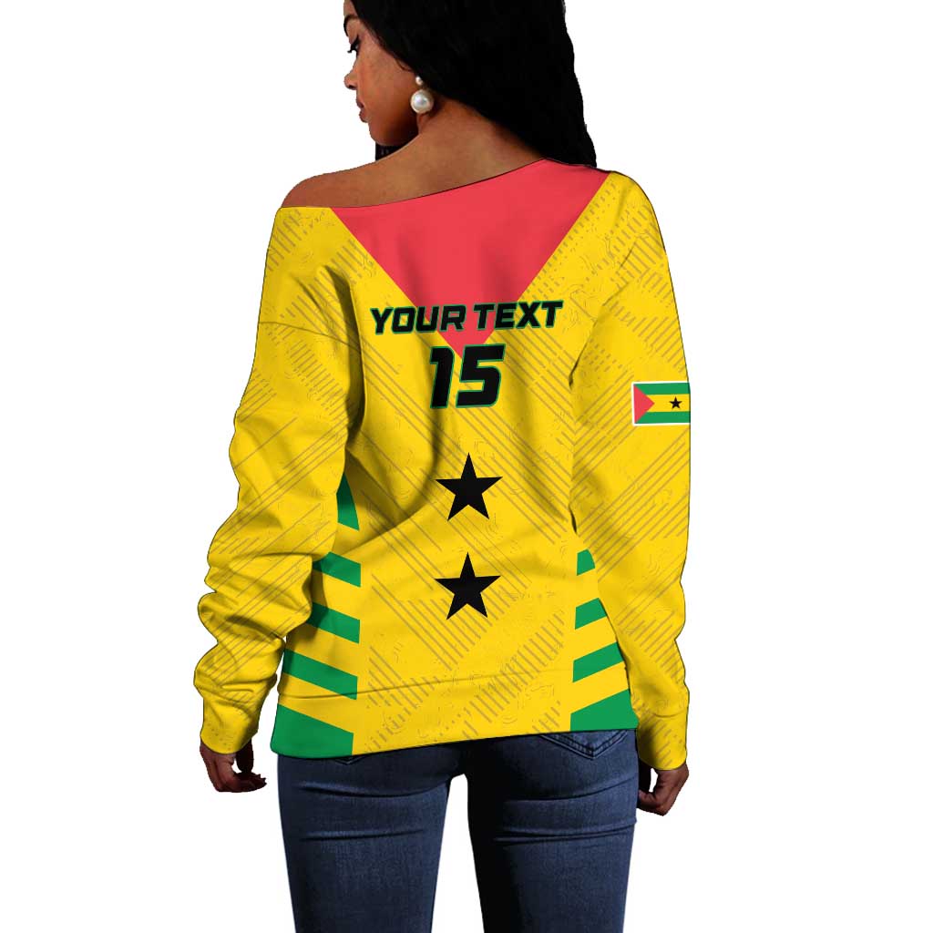 Sao Tome and Principe Football Custom Off Shoulder Sweater Sporty Style - Yellow Color LT15