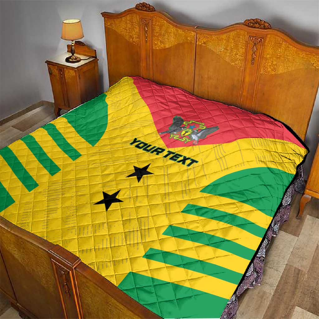 Sao Tome and Principe Football Custom Quilt Sporty Style - Yellow Color LT15