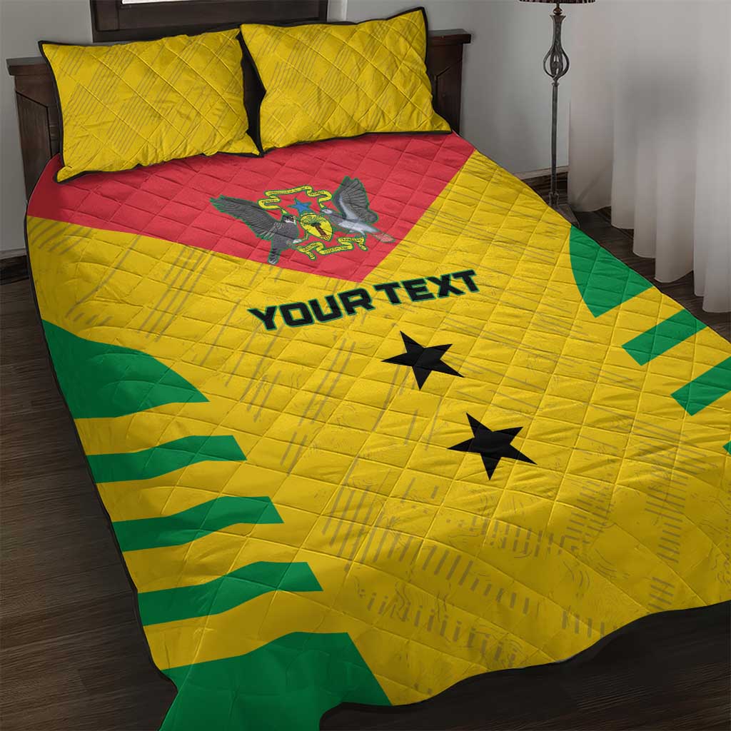 Sao Tome and Principe Football Custom Quilt Bed Set Sporty Style - Yellow Color LT15