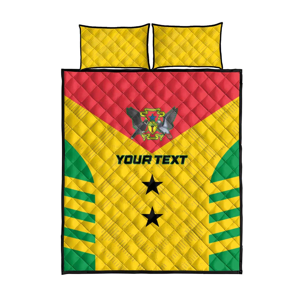 Sao Tome and Principe Football Custom Quilt Bed Set Sporty Style - Yellow Color LT15