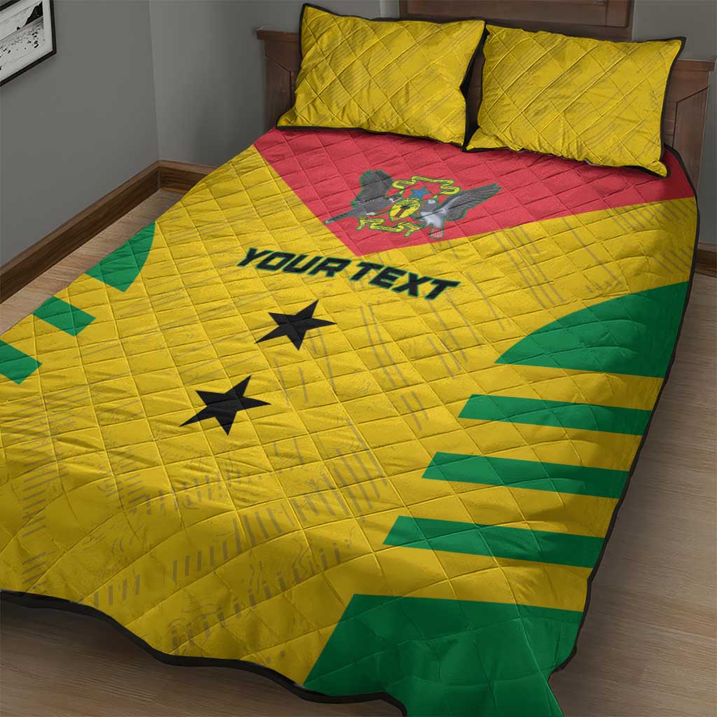 Sao Tome and Principe Football Custom Quilt Bed Set Sporty Style - Yellow Color LT15