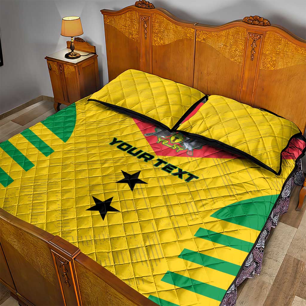Sao Tome and Principe Football Custom Quilt Bed Set Sporty Style - Yellow Color LT15