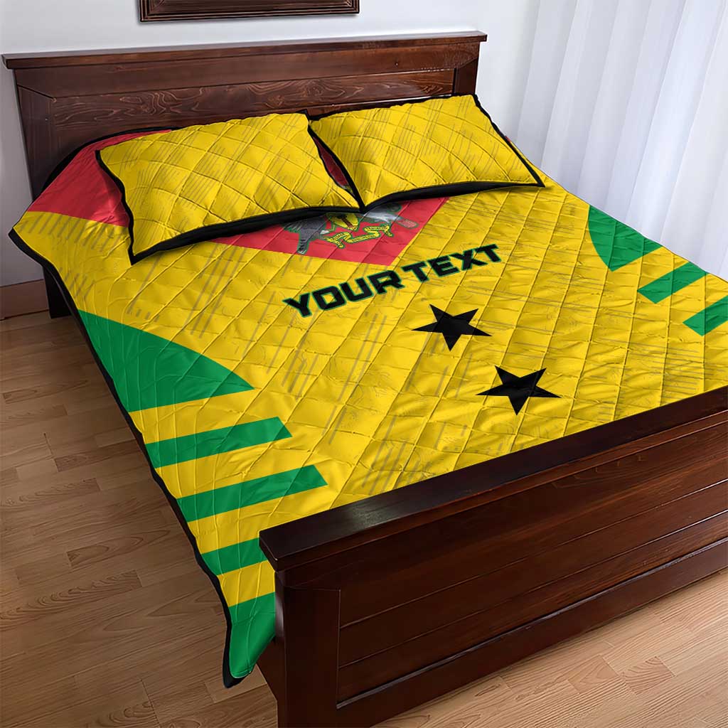 Sao Tome and Principe Football Custom Quilt Bed Set Sporty Style - Yellow Color LT15