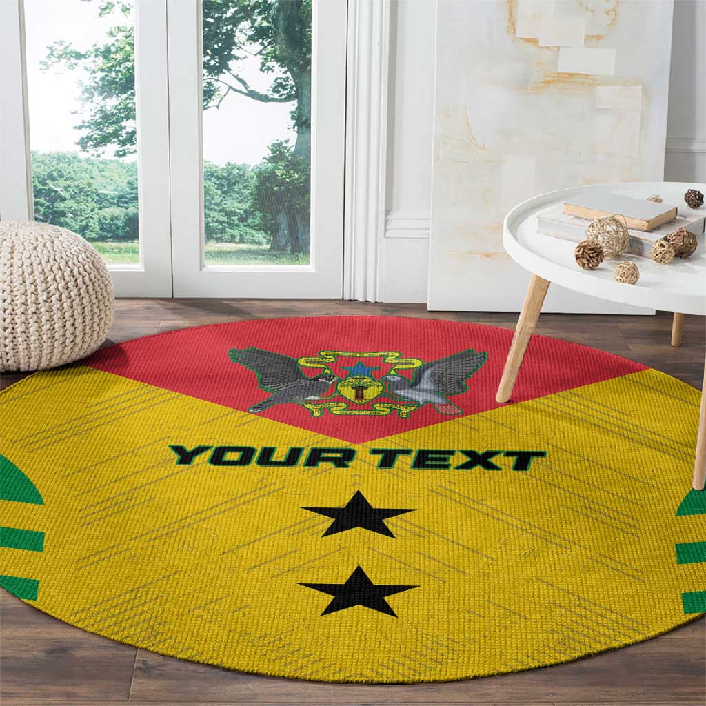 Sao Tome and Principe Football Custom Round Carpet Sporty Style - Yellow Color LT15