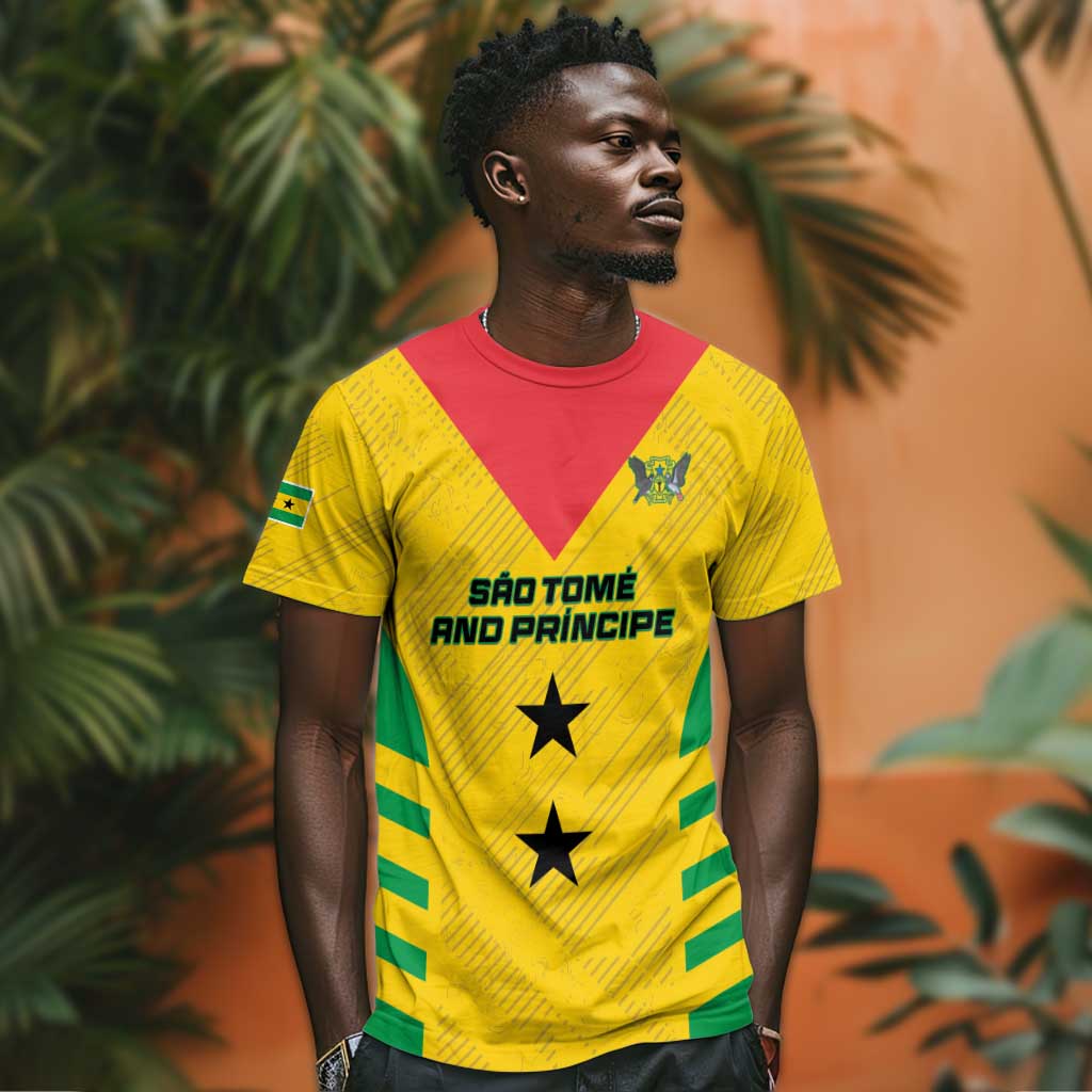 Sao Tome and Principe Football Custom T shirt Sporty Style - Yellow Color LT15