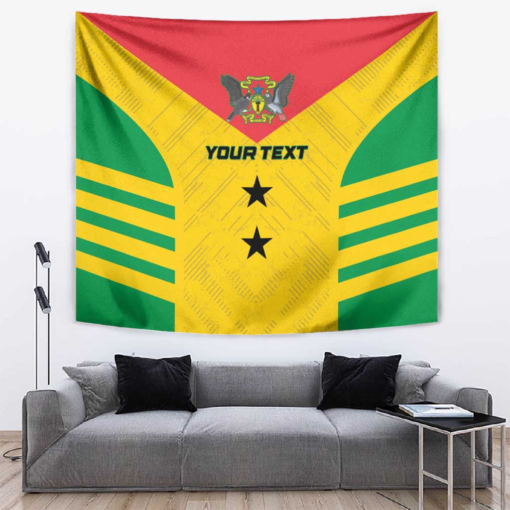 Sao Tome and Principe Football Custom Tapestry Sporty Style - Yellow Color LT15