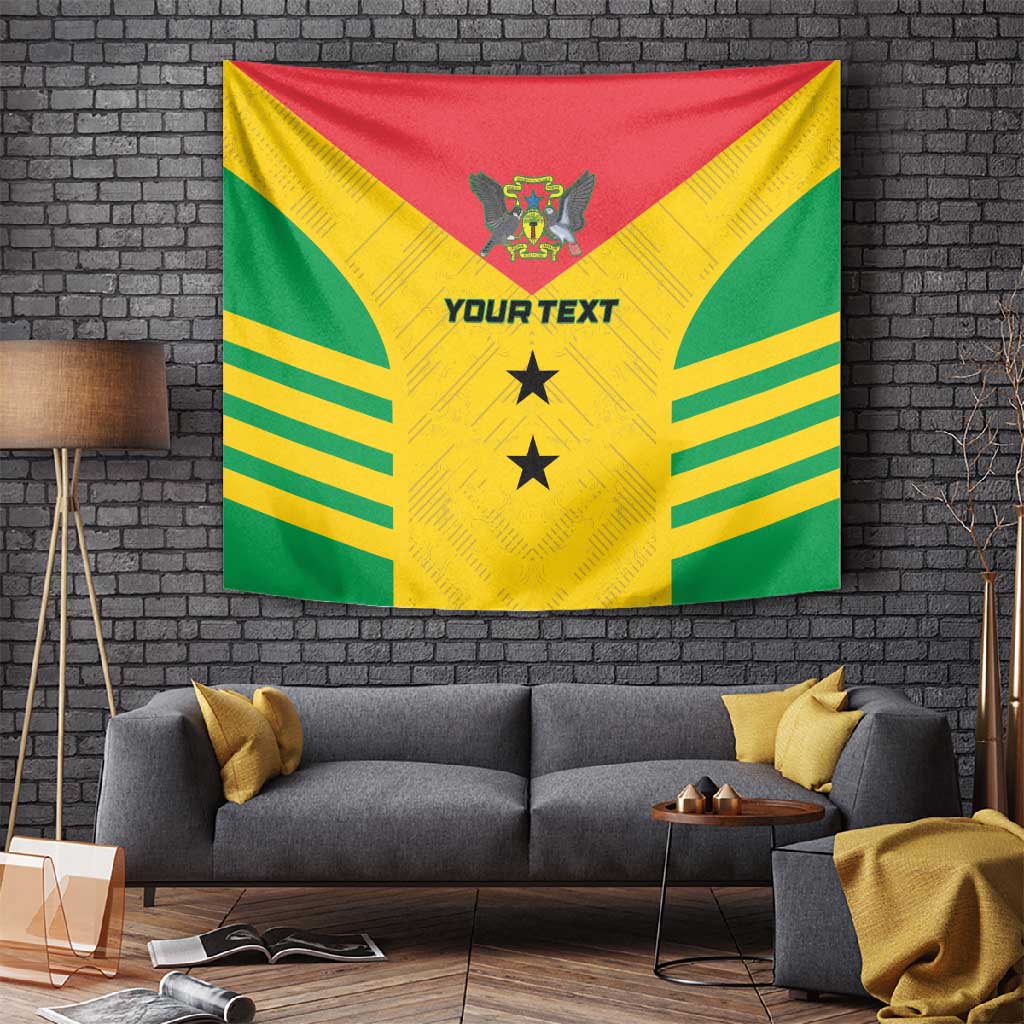 Sao Tome and Principe Football Custom Tapestry Sporty Style - Yellow Color LT15