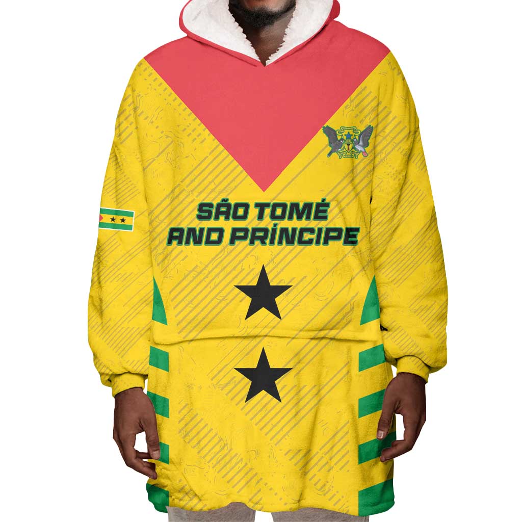 Sao Tome and Principe Football Custom Wearable Blanket Hoodie Sporty Style - Yellow Color LT15
