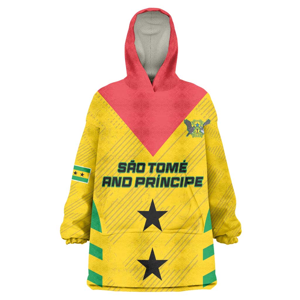 Sao Tome and Principe Football Custom Wearable Blanket Hoodie Sporty Style - Yellow Color LT15