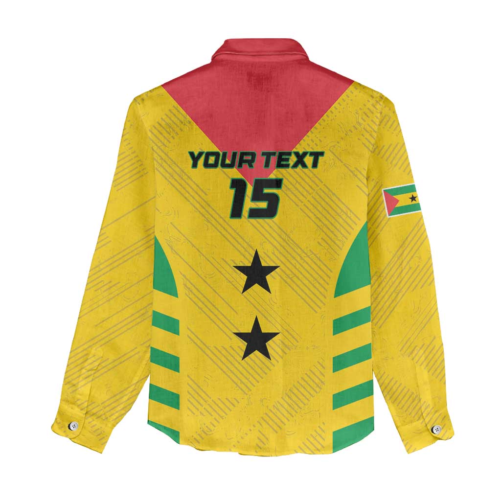 Sao Tome and Principe Football Custom Women Casual Shirt Sporty Style - Yellow Color LT15