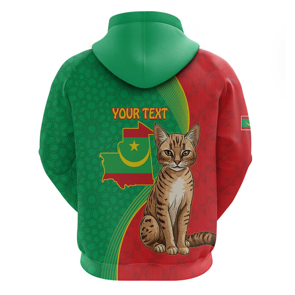 Personalised Mauritania Hoodie African Wild Cat With Coat Of Arms LT15