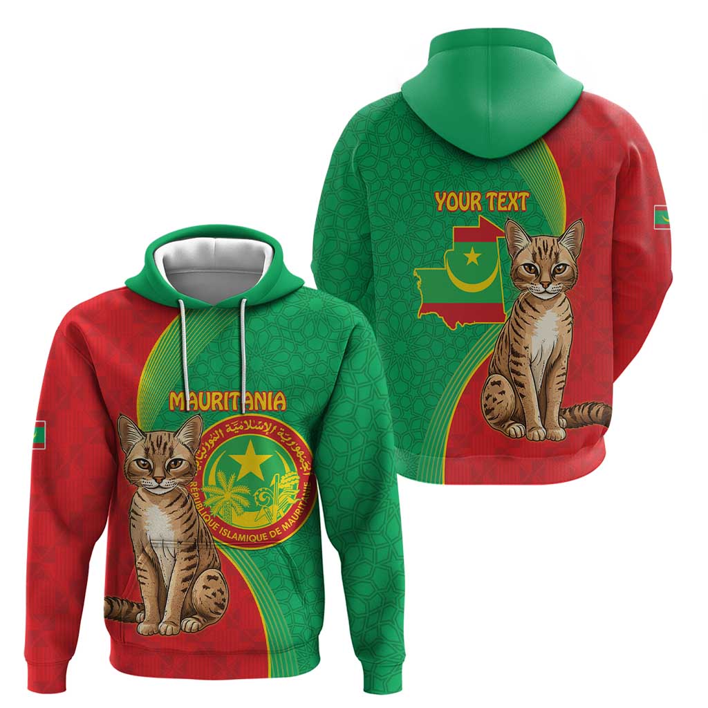 Personalised Mauritania Hoodie African Wild Cat With Coat Of Arms LT15