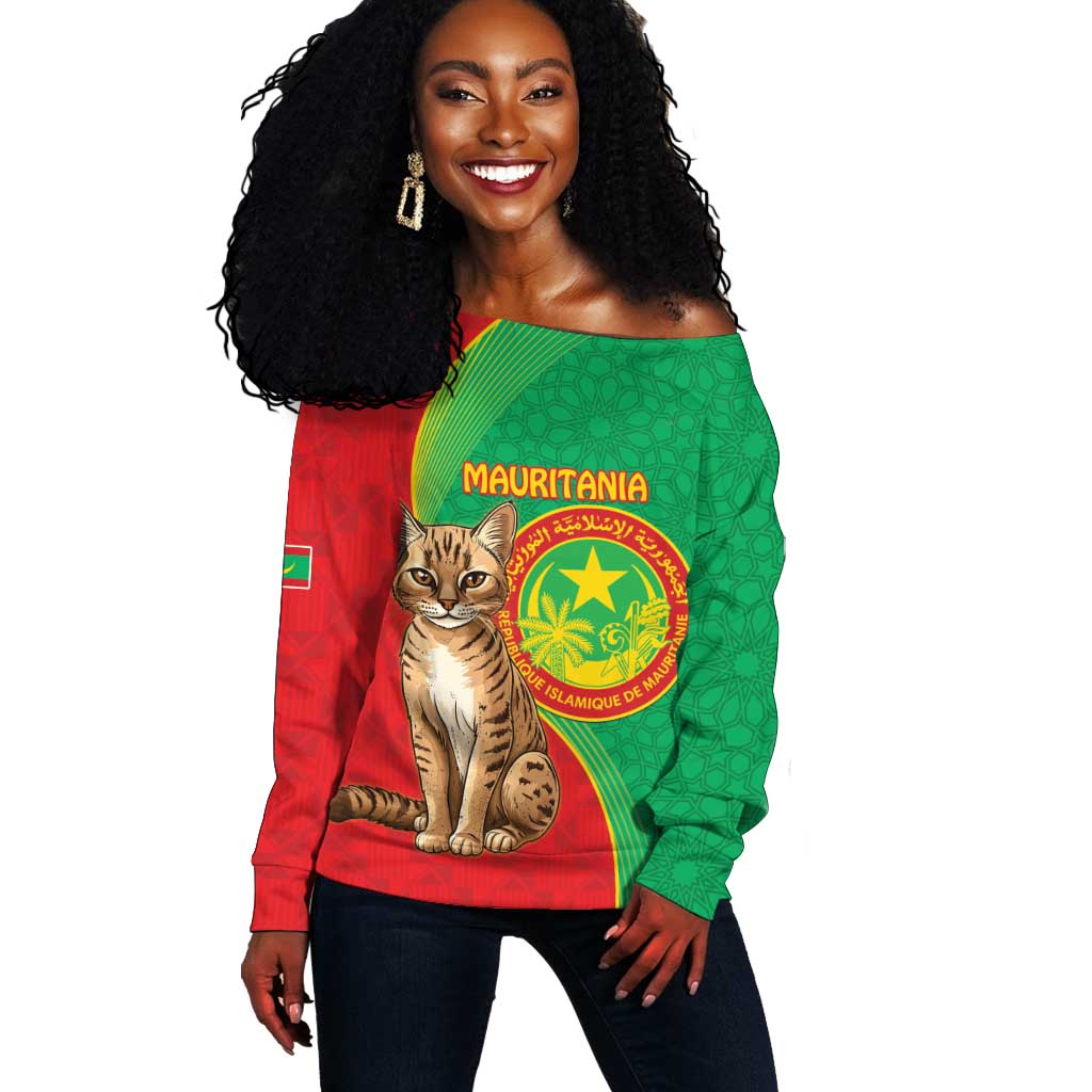 Personalized Mauritania Off Shoulder Sweater Felis Lybica - Islamic Mix African Pattern LT15