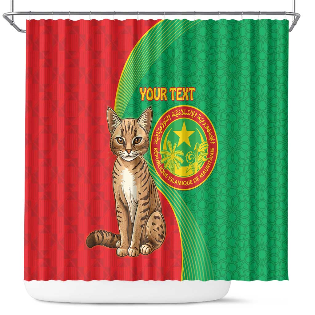 Personalised Mauritania Shower Curtain African Wild Cat With Coat Of Arms LT15