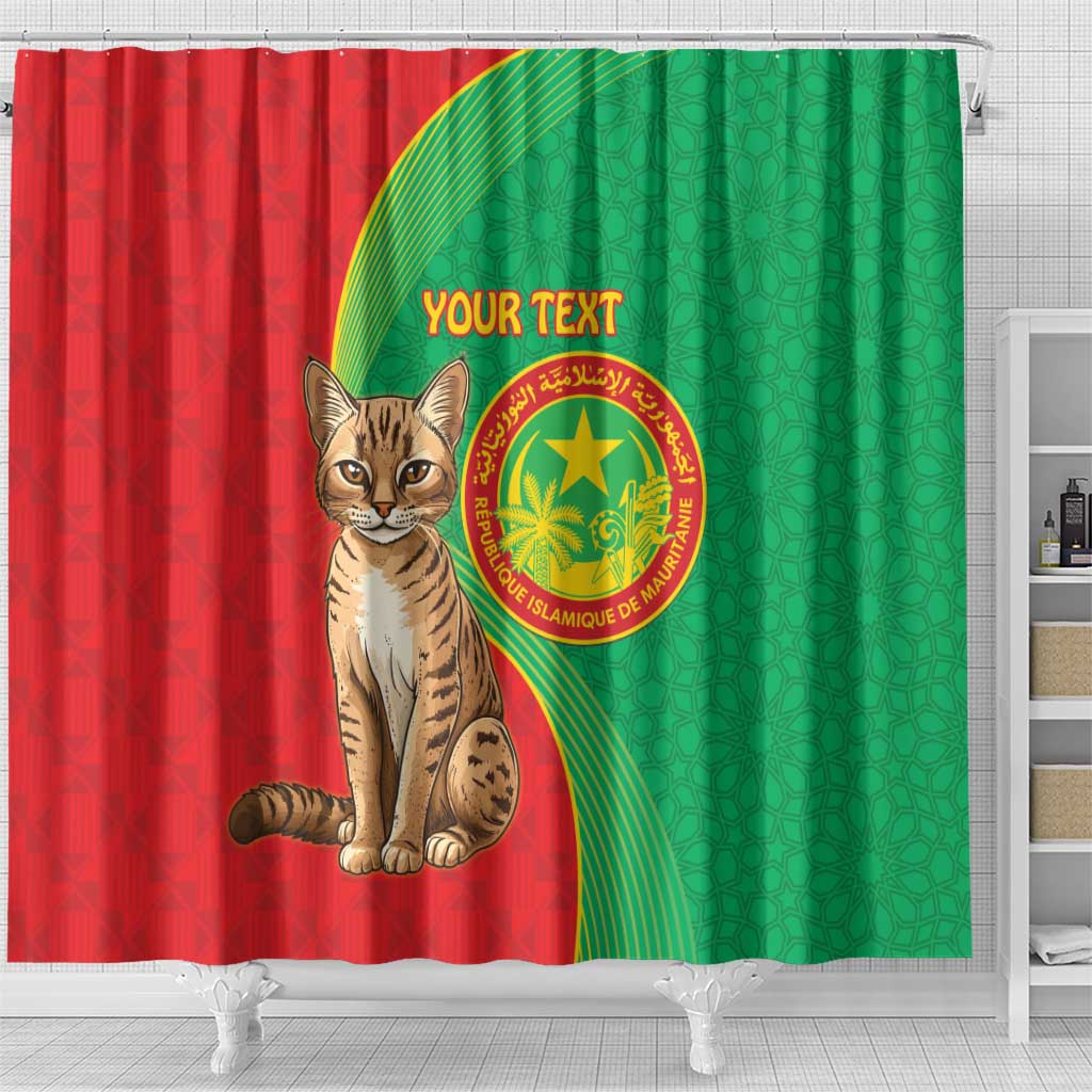 Personalised Mauritania Shower Curtain African Wild Cat With Coat Of Arms LT15