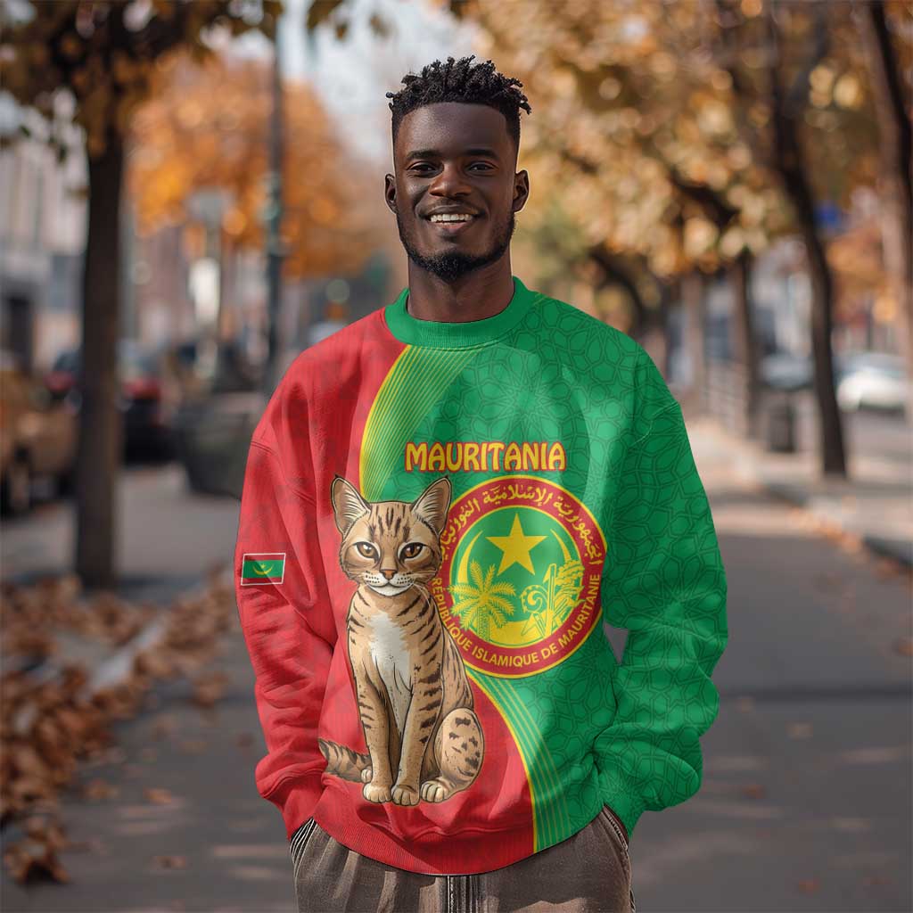 Personalized Mauritania Sweatshirt Felis Lybica - Islamic Mix African Pattern LT15