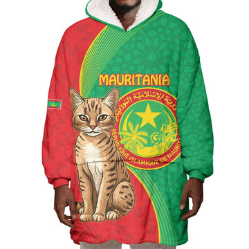 Personalized Mauritania Wearable Blanket Hoodie Felis Lybica - Islamic Mix African Pattern LT15
