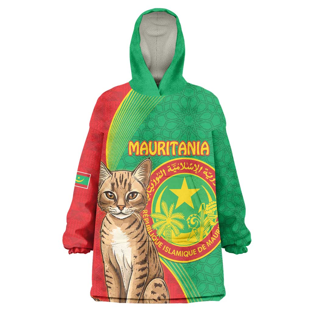 Personalized Mauritania Wearable Blanket Hoodie Felis Lybica - Islamic Mix African Pattern LT15