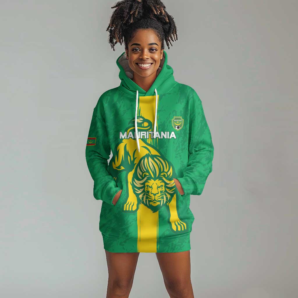Custom Mauritania Football Hoodie Dress Go Lions of Chinguetti LT15
