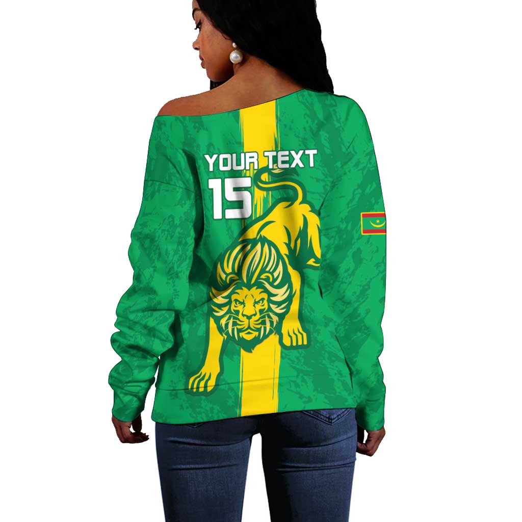 Custom Mauritania Football Off Shoulder Sweater Go Lions of Chinguetti LT15