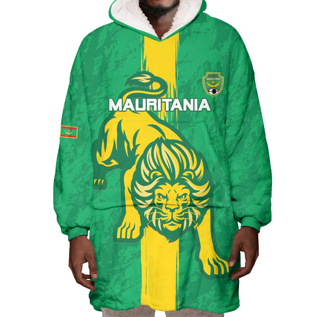 Custom Mauritania Football Wearable Blanket Hoodie Go Lions of Chinguetti LT15