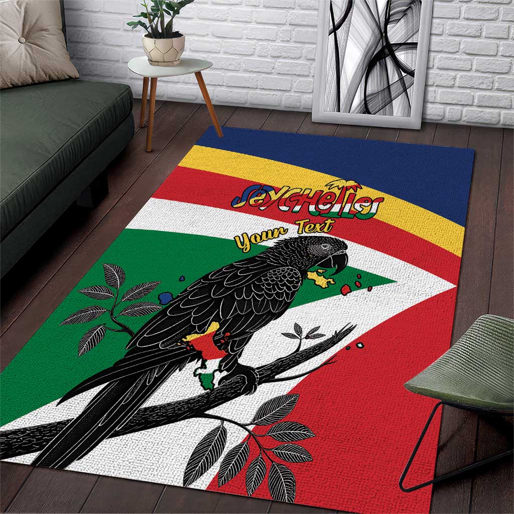 Personalized Happy Seychelles Independence Day Area Rug Black Parrot Coat Of Arms LT15