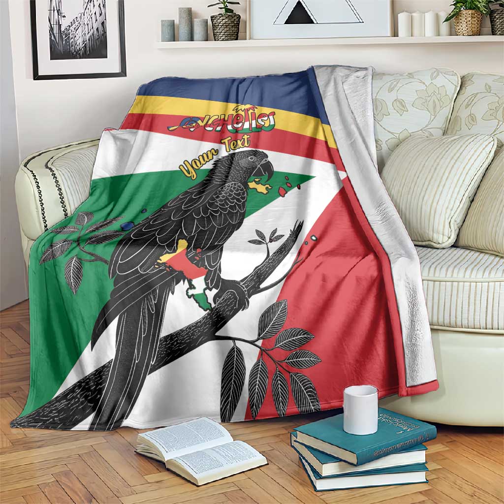 Personalized Happy Seychelles Independence Day Blanket Black Parrot Coat Of Arms LT15