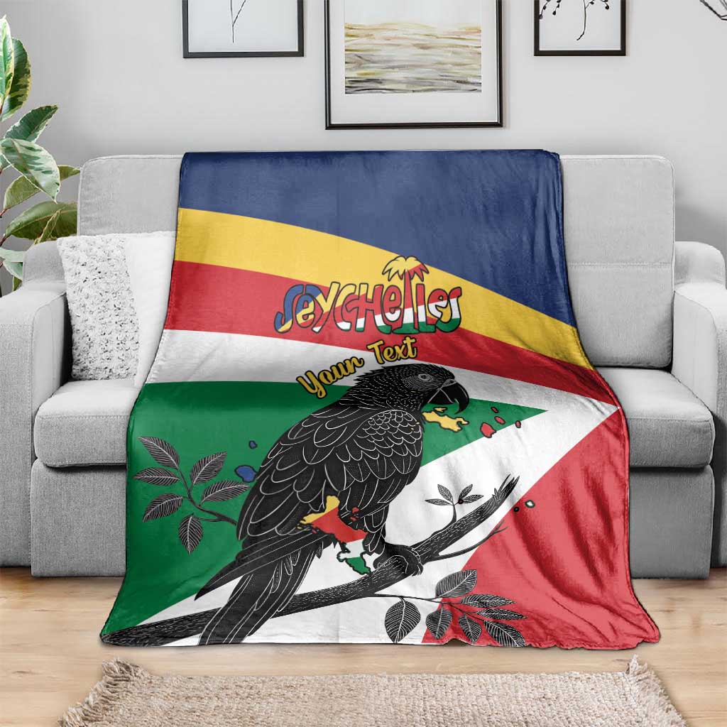 Personalized Happy Seychelles Independence Day Blanket Black Parrot Coat Of Arms LT15