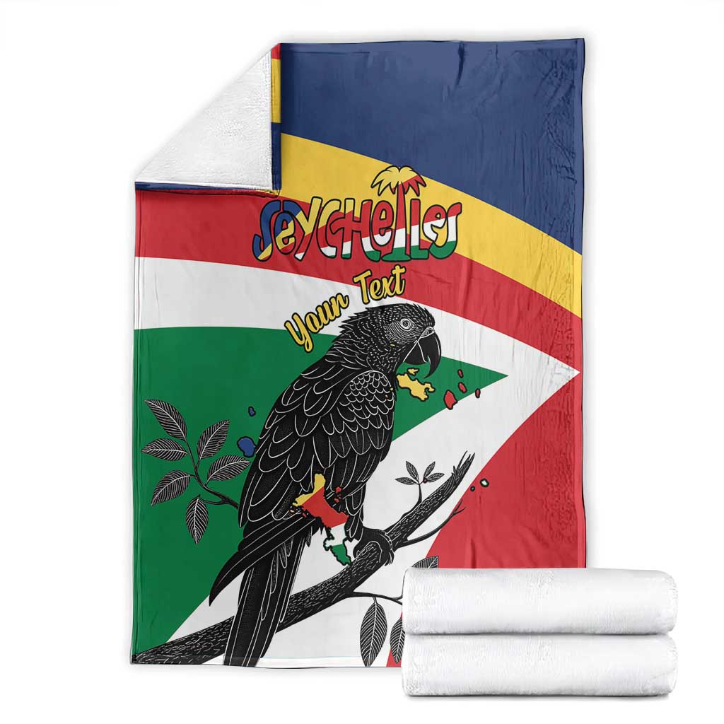 Personalized Happy Seychelles Independence Day Blanket Black Parrot Coat Of Arms LT15