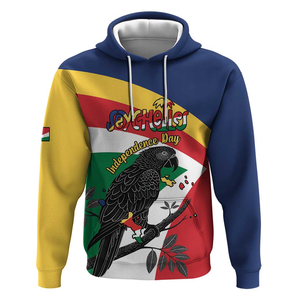 Personalized Seychelles Independence Day Hoodie Coat Of Arms Black Parrot LT15