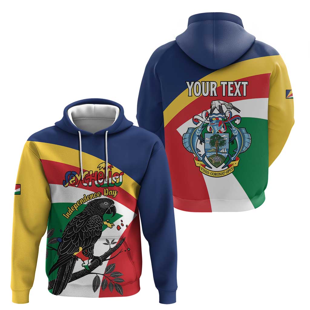 Personalized Seychelles Independence Day Hoodie Coat Of Arms Black Parrot LT15