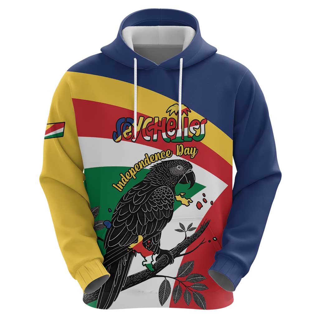 Personalized Seychelles Independence Day Hoodie Coat Of Arms Black Parrot LT15